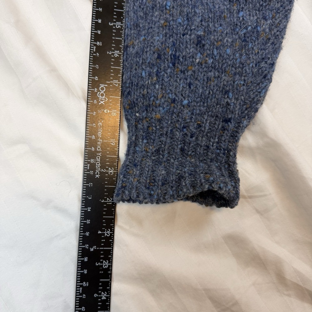 Vintage 80s White Wheeler & Martha Blue Wool Chunky Sweater Small - Picture 8 of 8